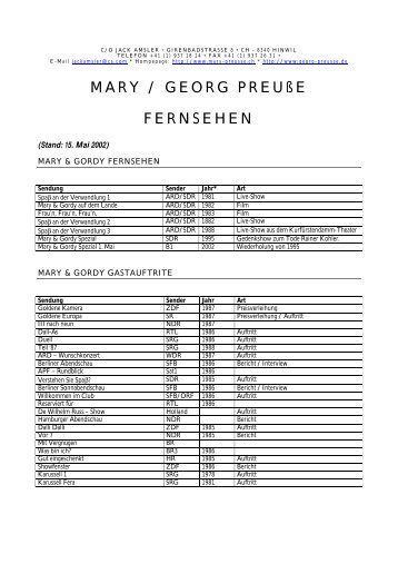 MARY / GEORG PREUßE FERNSEHEN