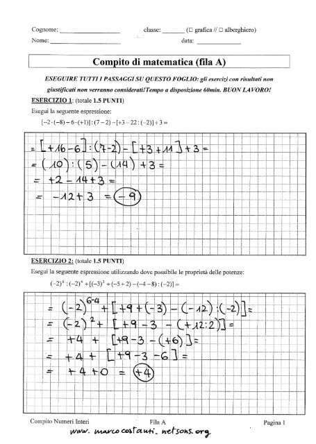 Compito di matematica (fila A) - un sito di matematica?!?