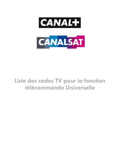 Liste code telecommande G5 - canal