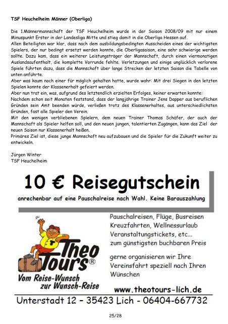 Saison-Heft M-Turnier - TV 1860 Lich