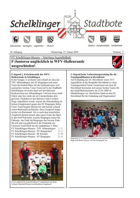Fv Schelklingen Hausen Abteilung Jugendfussball