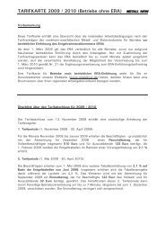 Tarifkarte Lohn - Gehalt METALL NRW 2009-2010