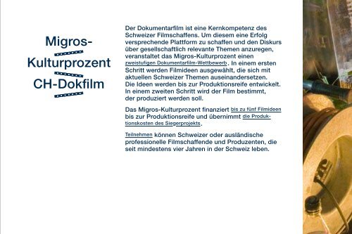 Broschüre Filmförderung - Migros-Kulturprozent