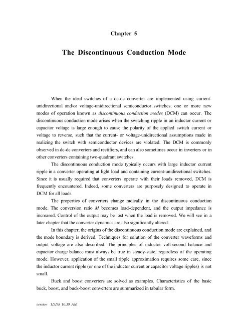 The Discontinuous Conduction Mode