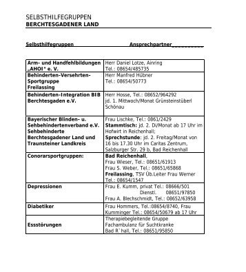 SELBSTHILFEGRUPPEN - Landratsamt Berchtesgadener Land