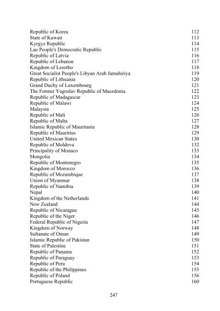 List of the Diplomatics Corps