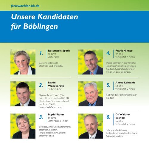 Unsere Kandidaten für Böblingen - Freie Wähler Böblingen