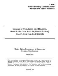 Census of Population and Housing, 1960 Public Use Sample ...