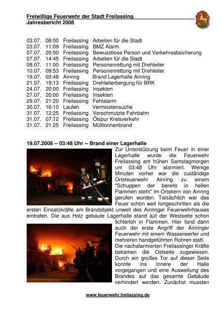 Jahresbericht der Freiwilligen Feuerwehr Freilassing 2008