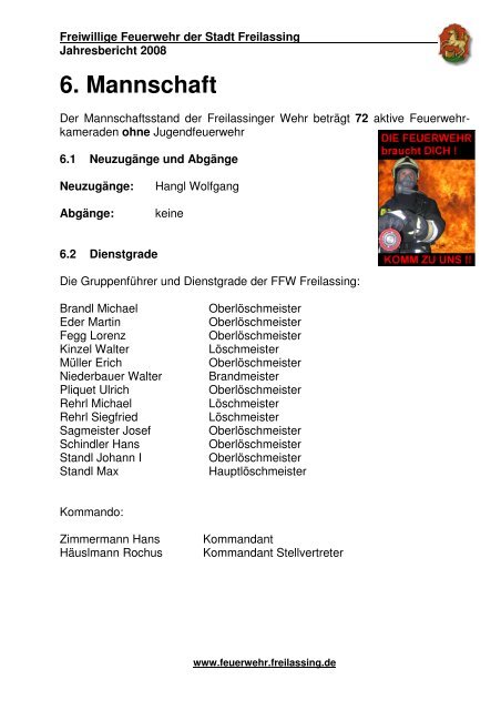 Jahresbericht der Freiwilligen Feuerwehr Freilassing 2008