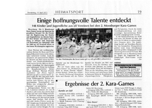 zum Zeitungsbericht Moosburger Zeitung - SGM Moosburg Abt. Karate