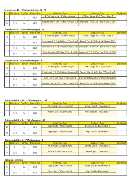 Spielplan / Schedule - Montafon Alpine Trophy