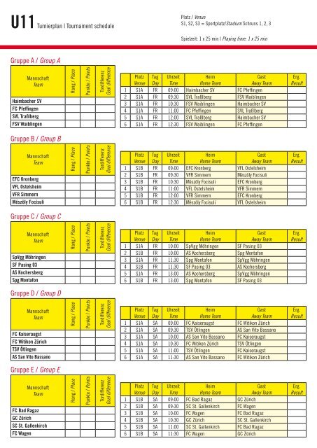 Spielplan / Schedule - Montafon Alpine Trophy