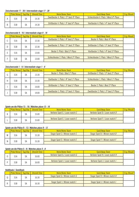 Spielplan / Schedule - Montafon Alpine Trophy