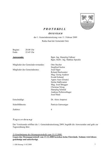 1. Gemeinderatsprotokoll (187 KB) - .PDF - Gemeinde Oetz - Land ...