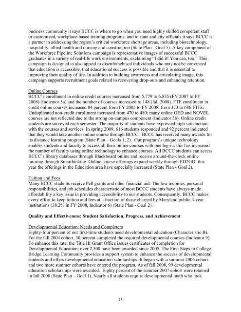 2009 Performance Accountability Report Vol. 2 - Maryland Higher ...