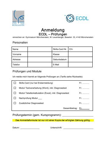 [PDF] Anmeldung - Gymnasium und FMS Münchenstein