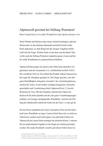 Alpinaweiß gewinnt bei Stiftung Warentest!