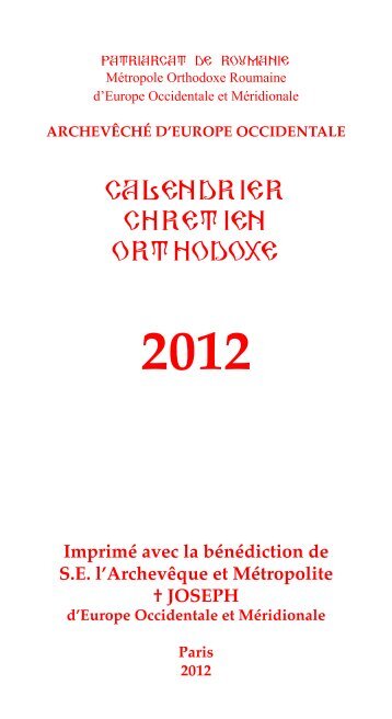 calendrier chretien orthodoxe - Parohia