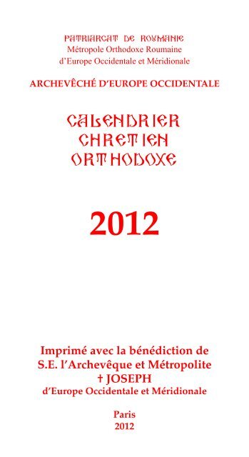 calendrier chretien orthodoxe - Parohia