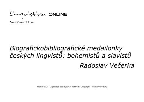 Linguistica online - Filozofická fakulta MU - Masaryk University