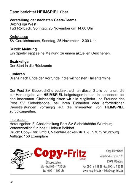 Sonntag, 4. November 2012 Sonntag, 11. November 2012 - Post SV ...