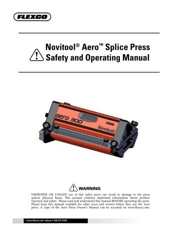 Novitool® Aero™ Splice Press Safety and Operating Manual - Flexco