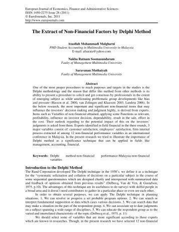 The Extract of Non-Financial Factors by Delphi Method - EuroJournals