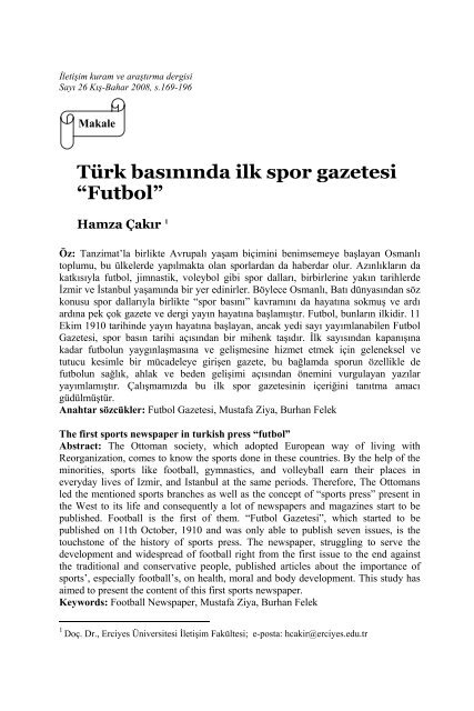 Türk basınında ilk spor gazetesi “Futbol”