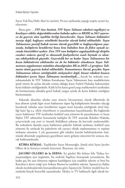 l. ULUSLARARASI SPOR HUKUKU KURULTAYI - Ankara Barosu