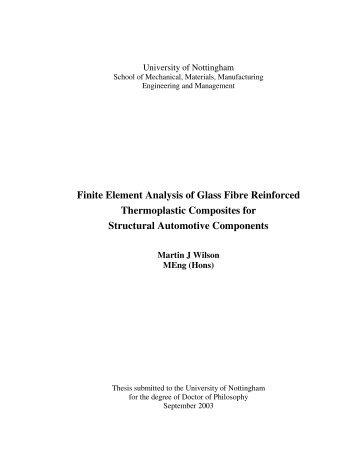 Finite Element Analysis of Glass Fibre Reinforced Thermoplastic ...