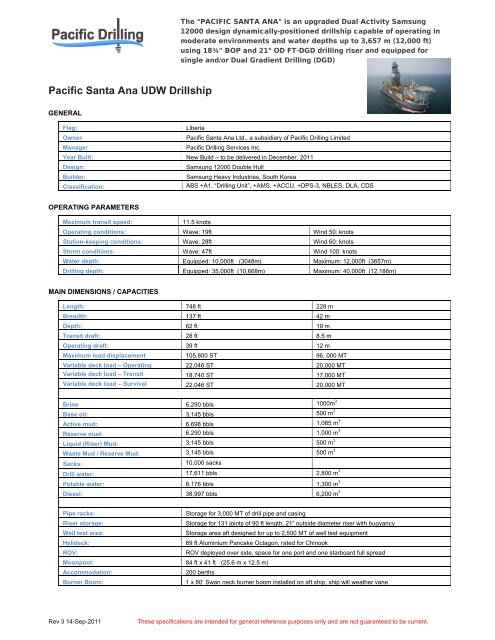 Pacific Santa Ana UDW Drillship - Pacific Drilling