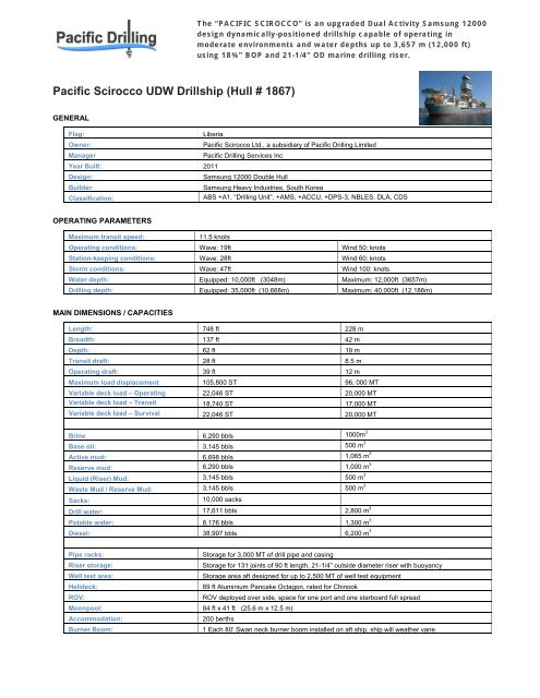 Pacific Scirocco UDW Drillship (Hull # 1867) - Pacific Drilling