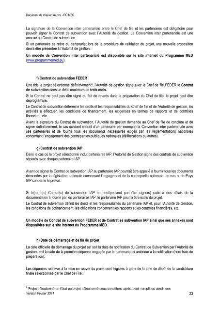 document de mise en ouevre - Programme Med