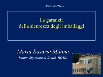 Maria Rosaria Milana, Istituto Superiore di Sanità - Salone della ...