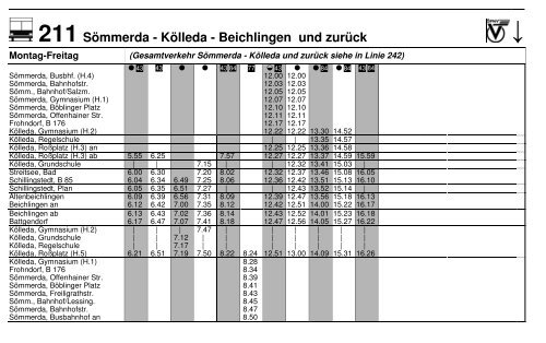 211 Sömmerda - Kölleda - Beichlingen und zurück - Linienverkehr ...