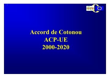 Accord de Cotonou ACP-UE 2000-2020 - Le Hub Rural