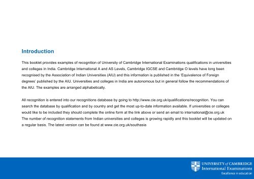 India Recognition Samples - Cambridge International Examinations