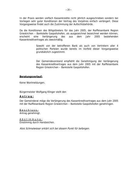 Sitzungsprotokoll Gemeinderatssitzung - .PDF - Gaspoltshofen