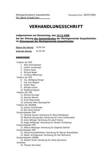 Sitzungsprotokoll Gemeinderatssitzung - .PDF - Gaspoltshofen