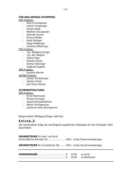 Sitzungsprotokoll Gemeinderatssitzung - .PDF - Gaspoltshofen