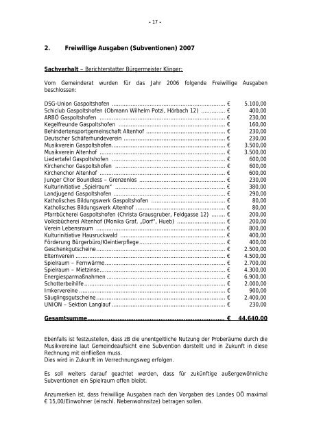Sitzungsprotokoll Gemeinderatssitzung - .PDF - Gaspoltshofen