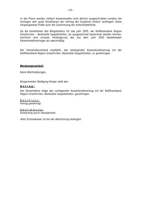 Sitzungsprotokoll Gemeinderatssitzung - .PDF - Gaspoltshofen