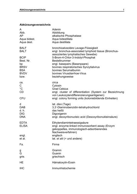 Aus dem Institut für Pathologie der Tierärztlichen Hochschule