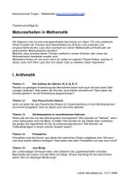 Maturaarbeiten in Mathematik I. Arithmetik - Kantonsschule Trogen