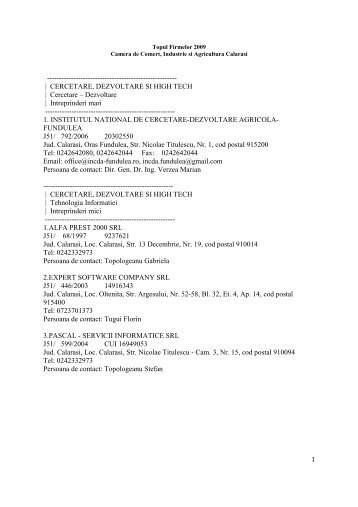 Topul Firmelor 2009 - Camera de Comert, Industrie si Agricultura ...