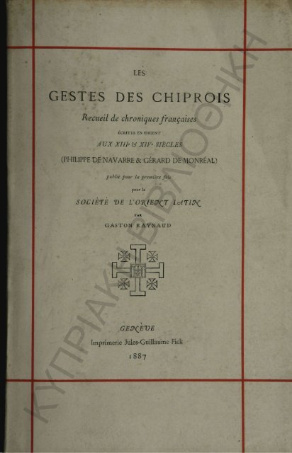 GESTES DES CHIPROIS a