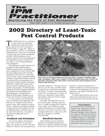 2002 Directory of Least-Toxic Pest Control Products - Bio-Integral ...