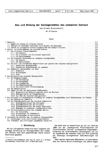 Bau und Bildung der Salzlagerstätten des ostalpinen Salinars