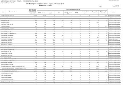 Situatia obligatiilor de plata restante la bugetul general consolidat la ...